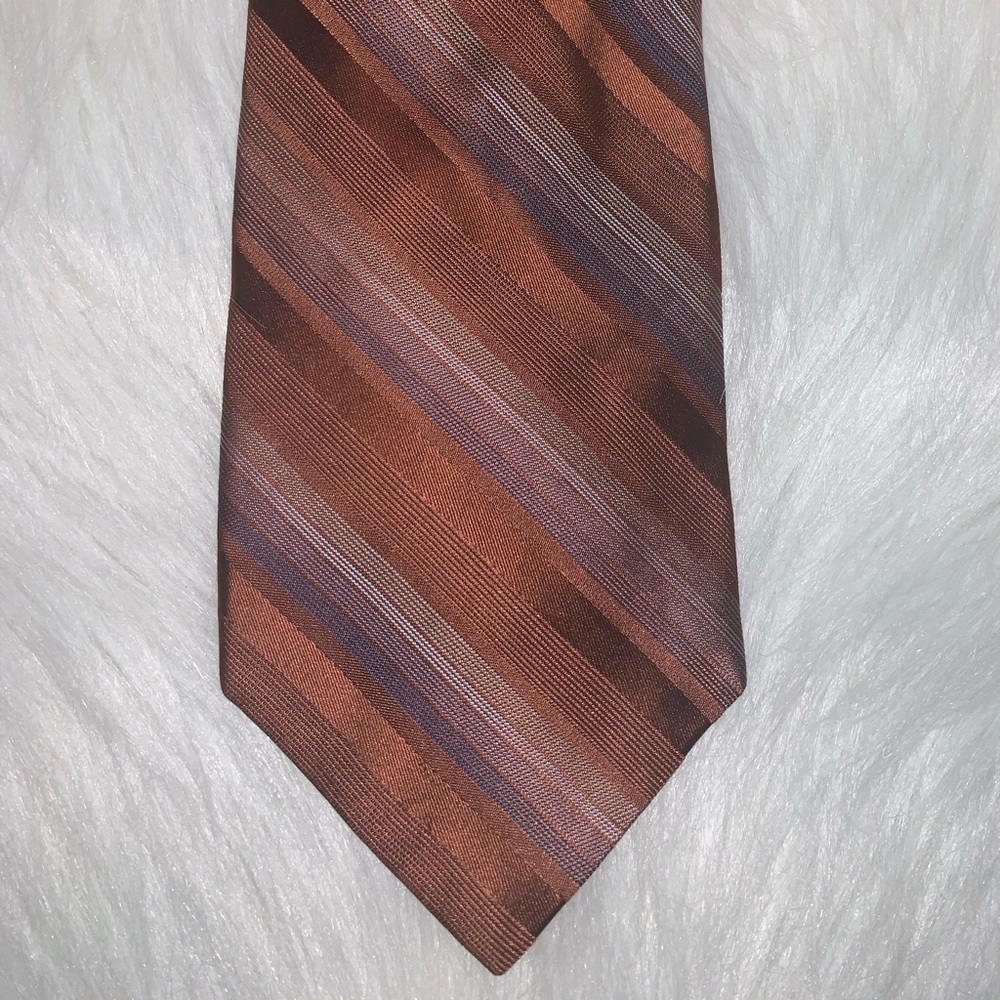 Calvin Klein silk bronze stripe tie H